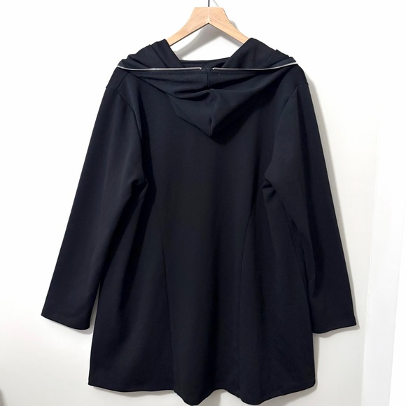 Comfy USA Black A-Line Hooded Knit Jacket Zip Up Lagenlook - Picture 5 of 10